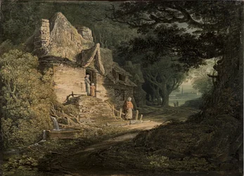 A Cottage by a Woodland Path